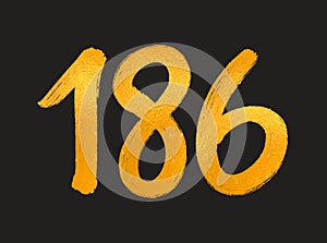 186 Number logo vector illustration, 186 Years Anniversary Celebration Vector Template, 186th birthday, Gold Lettering Numbers