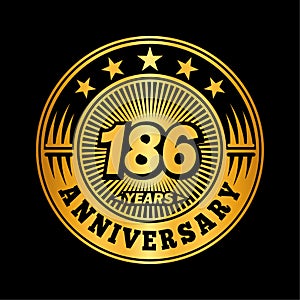 186 years anniversary celebration. 186th anniversary logo design. 186years logo.