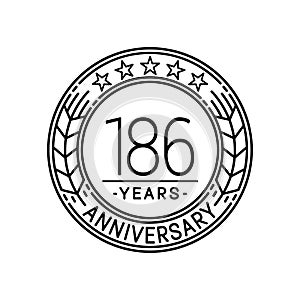 186 years anniversary celebration logo template. 186th line art vector and illustration.