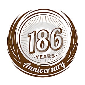 186 years anniversary. Elegant anniversary design. 186th logo.