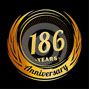 186 years anniversary. Elegant anniversary design. 186th logo.