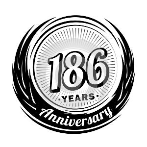 186 years anniversary. Elegant anniversary design. 186th logo.