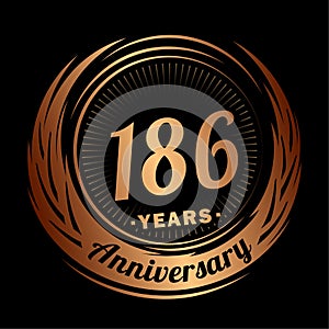 186 years anniversary. Elegant anniversary design. 186th logo.