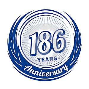 186 years anniversary. Elegant anniversary design. 186th logo.