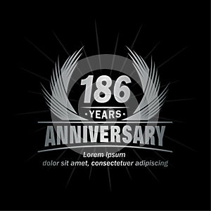 186 years anniversary. Elegant anniversary design. 186th years logo.