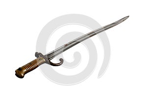 1867 French Yataghan Sword Bayonet on White Background