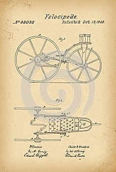 1868 Patent Velocipede Bicycle history invention