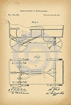 1871 Patent Velocipede Bicycle history invention