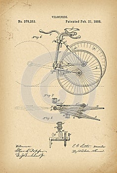 1888 Patent Velocipede folding Bicycle archival history invention