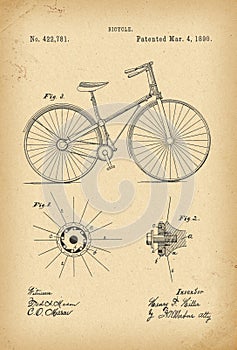 1890 Patent Velocipede Bicycle history invention