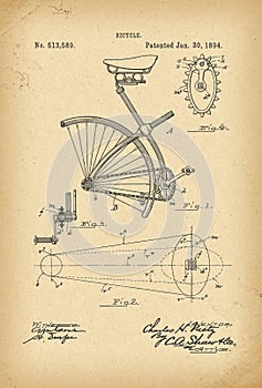 1894 Patent Velocipede Bicycle history invention