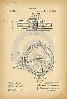 1895 Patent Velocipede Bicycle Unicycle history invention