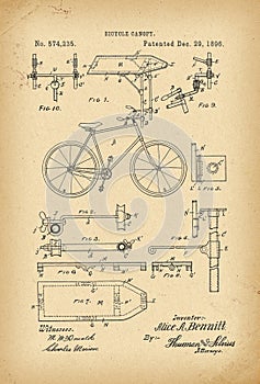 1896 Patent Velocipede canopy Bicycle history invention