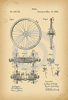 1896 Patent Velocipede wheel Bicycle archive history invention