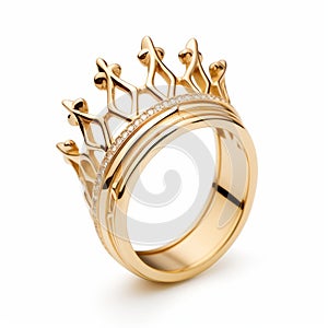 18k Gold Crown Ring With Diamonds - Inspired By Rolf Nesch