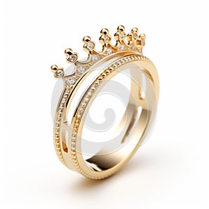 18k Gold Queen Crown Ring - High-key Lighting - Uhd Image