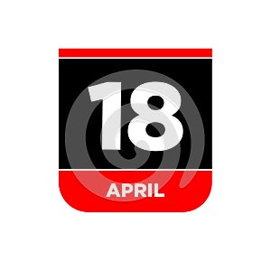 18th April calendar page icon. 18 Apr day