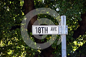 18th Ave Street Name Sign
