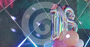 18th birthday party celebration in disco club. Balloons and lights 4K stock video