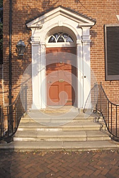 18th Century doorway near Independence Hall in historic district of Philadelphia, PA