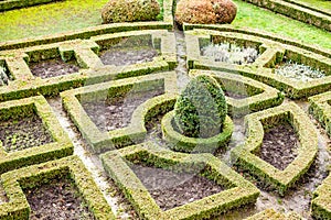 An 18th century formal garden in castle Pieskowa Skala in Poland.