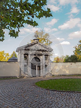 The 18th century gatehouse of the Roosendael Abbey in Walem, near Mechelen, Belgium