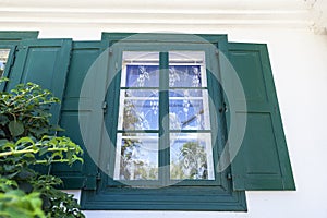 18th century polish manor house, window, open-air museum,Janowiec, Poland