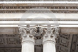 18th century St Paul Cathedral, decorated capitals, London, United Kingdom.