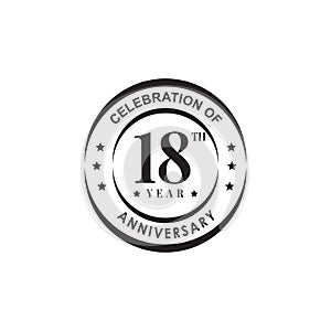 18th year anniversary logo design template