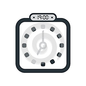 The 19:00, 7pm icon isolated on white background, clock and watch, timer, countdown symbol, stopwatch, digital timer vector icon