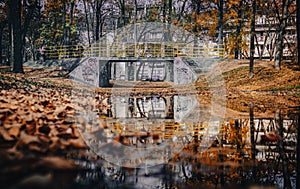 19.10.2022. Kragujevac, Serbia. City square fountain, city lake scenery in autumn.