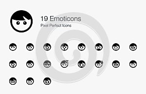 19 Emoticons Pixel Perfect Icons