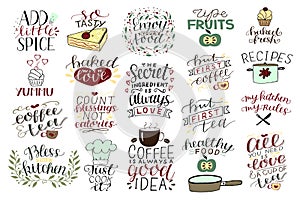 19 hand-lettering quotes about food, coffee, tea, kitchen