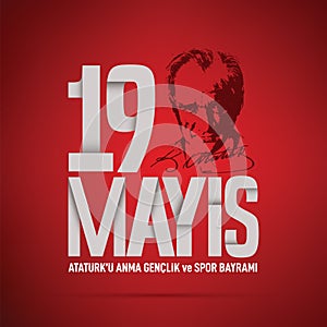 19 mayis Ataturkâ€™u anma, genclik ve spor bayrami vector illustration