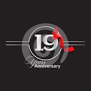 19 Year Anniversary celebration Vector Template Design Illustration