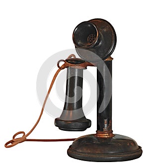 1900's Candlestick Telephone on White