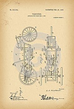 1906 Patent Velocipede Bicycle history invention