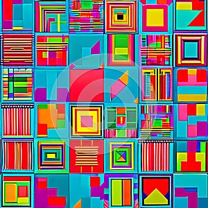 191 Retro Squares: A fun and playful background featuring retro squares in bold and vibrant colors that create a retro and vinta