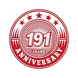 191 years anniversary celebration. 191st anniversary logo design. 191years logo.