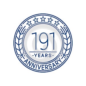 191 years anniversary celebration logo template. 191st line art vector and illustration.