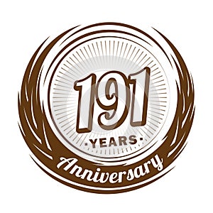 191 years anniversary. Elegant anniversary design. 191st logo.