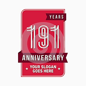 191 years celebrating anniversary design template. 191st logo. Vector and illustration.