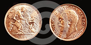 1915 Australian Gold Half Sovereign Melbourne Mint photo