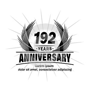 192 years anniversary. Elegant anniversary design. 192nd years logo.