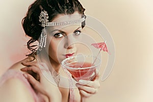 1920s vintage lady drinking