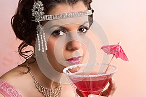 1920s vintage woman with cocktail