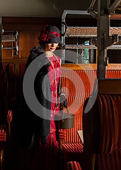 1920s woman in first class compartment