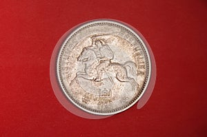 1925 year Lithuanian 5 Litas silver coin isolated