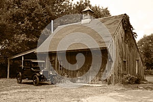 1927 Model T Ford & Old Barn photo