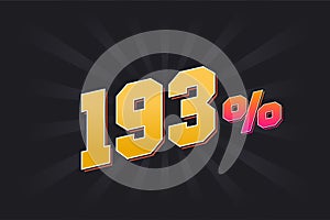 193% discount banner with dark background and yellow text. 193 percent sales promotional design